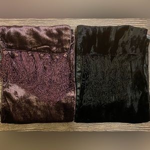 Velvet Texture One Side & Satin Texture Other w/ Decorated Tassels 2 Piece Set